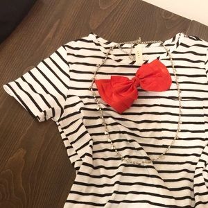 ☘️4 for $20☘️LUXE USA Black & White Stripe Dress
